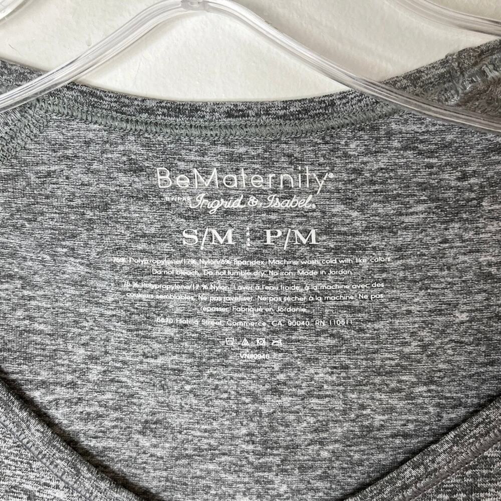 Be Maternity Ingrid & Isabel Athletic Top S/M Gray Space Dye Short Sleeve Shirt - Picture 6 of 6